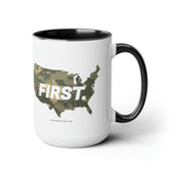 America FIRST, Period (Digital Camo) Coffee Mug, 15oz
