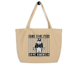 End the FED Monopoly Man Large Organic Tote Bag