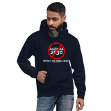 Defeat the Great Reset: Cancel Agenda 2030 Hoodie (White Letters)