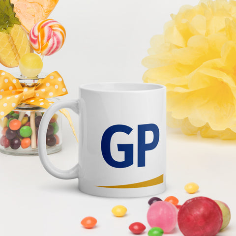 Back to Back TGP Logo White glossy mug